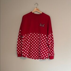 Red Polka Dot Long Sleeve Top with Bow Detail